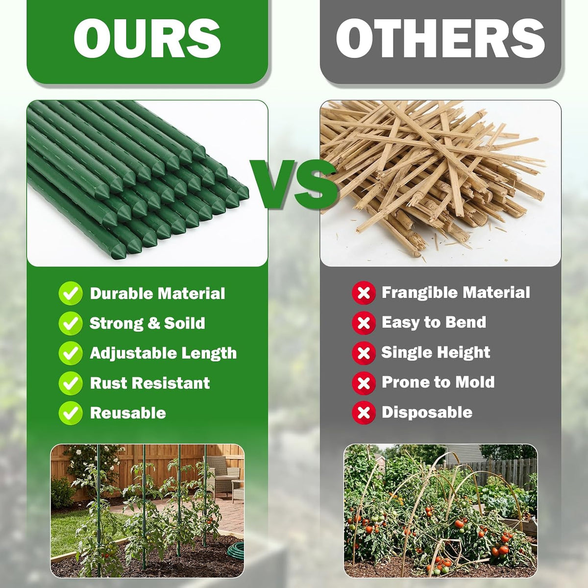 garden stakes 20 pack, 16 inch plastic coated showing dimensions