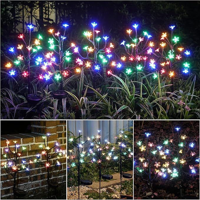 Solar Garden Lights Waterproof, Solar Lights Outdoor Decorative 8Pack,160Led Solar Powered Flowers Garden Decor,Fairy Light for Yard,Pathway,Outside Decorations,Gardening Gifts for Women Mom