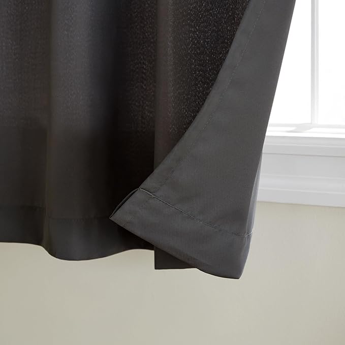 TOWN & COUNTRY BASICS Cabana Solid Heavyweight Indoor Outdoor Curtains, Light Filtering Opacity with Grommet Top, Water Repellent, 2-Pack Set, 54"x120", Charcoal
