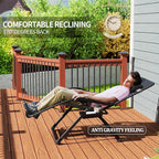 UDPATIO Oversized Zero Gravity Chair 29In XL Patio Reclining Chair with Cushion, Outdoor Folding Recliner with Pillows|Cup Holder|Foot Rest|Padded Headrest, Black, Support 500LB