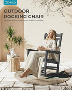 Ciokea Oversized Outdoor Rocking Chair, 380lbs Heavy-Duty Large Patio Rocker, Weather Resistant & Anti-Fade Porch Chair, High Back Cozy Rocking Chair for Outside, Fire Pit, Deck, Garden, Dark Grey