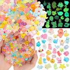 Prudiut 260Pcs Mini Resin Animals Luminous Tiny Resin Figures to Hide, Glow in Dark Animals Bulk for Micro Landscape Aquarium Decor Fairy Garden Dollhouse Accessories Party Favors