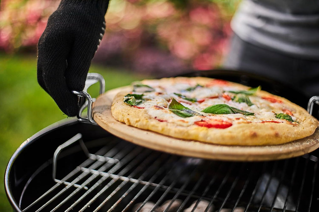 Weber® Gourmet BBQ System Pizza Stone with Carry Rack, 16.7" | Cordierite Stone for Crispy Pizza on Weber® Grills - Grill Accessories