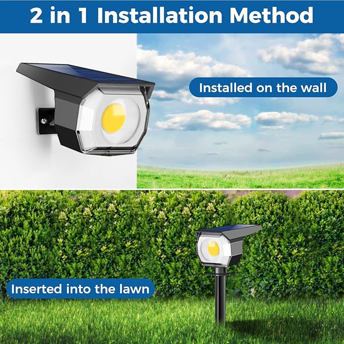 6 Pack Solar Spot Lights Outdoor, Solar Spotlights Outdoor Waterproof 2-in-1 Auto On/Off Landscape Lighting for Outside Yard Wall Garden Pathway(Warm White)