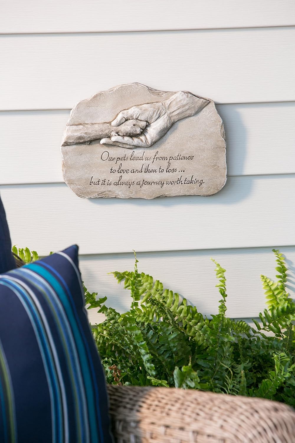 Evergreen Garden Dog Paw in Hand Devotion Painted Polystone Stepping Stone - 12”W x 0.5”D x 7.5”H…