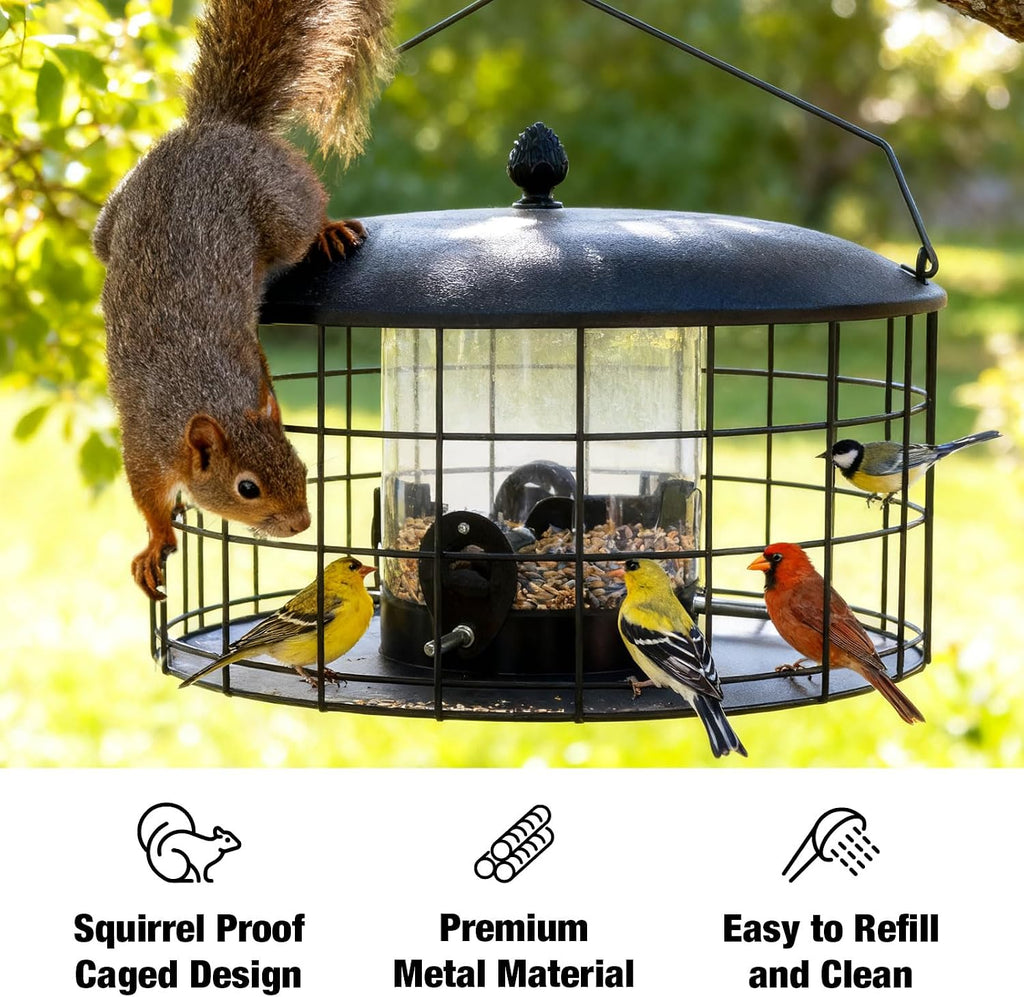 veehoo squirrel proof bird feeders for outdoors hanging, close-up detail