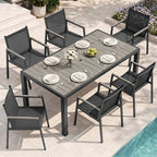 Outdoor Dining Chairs Set of 2, Aluminum Patio Armchairs, All Weather Patio Dining Furniture for Backyard, Deck, Poolside (Gray)