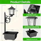 2 Pack 2-in-1 Outdoor Flower Pots, Solar Post Lamps Waterproof, Solar Lamp Post Lights, Wall Mount or Freestanding, Outdoor Decorative Lamp for Garden, Patio, Front Porch, Back Door, Warm White