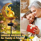 YJFWAL Garden Solar Lights Pathway Stake Lights Moon Fairy Glass Globe with Angel Decor, Christmas Gift for Mom Grandma Friends, Outdoor Decor Light Waterproof for Walkway, Patio, Garden (Warm White)