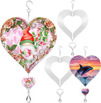 4Pack 10inch Sublimation Wind Spinner Blanks 3D Aluminum Metal Wind Sculpture Kinetic Spinners for Yard and Garden Indoor Art Ornaments Hanging Decoration (Heart)