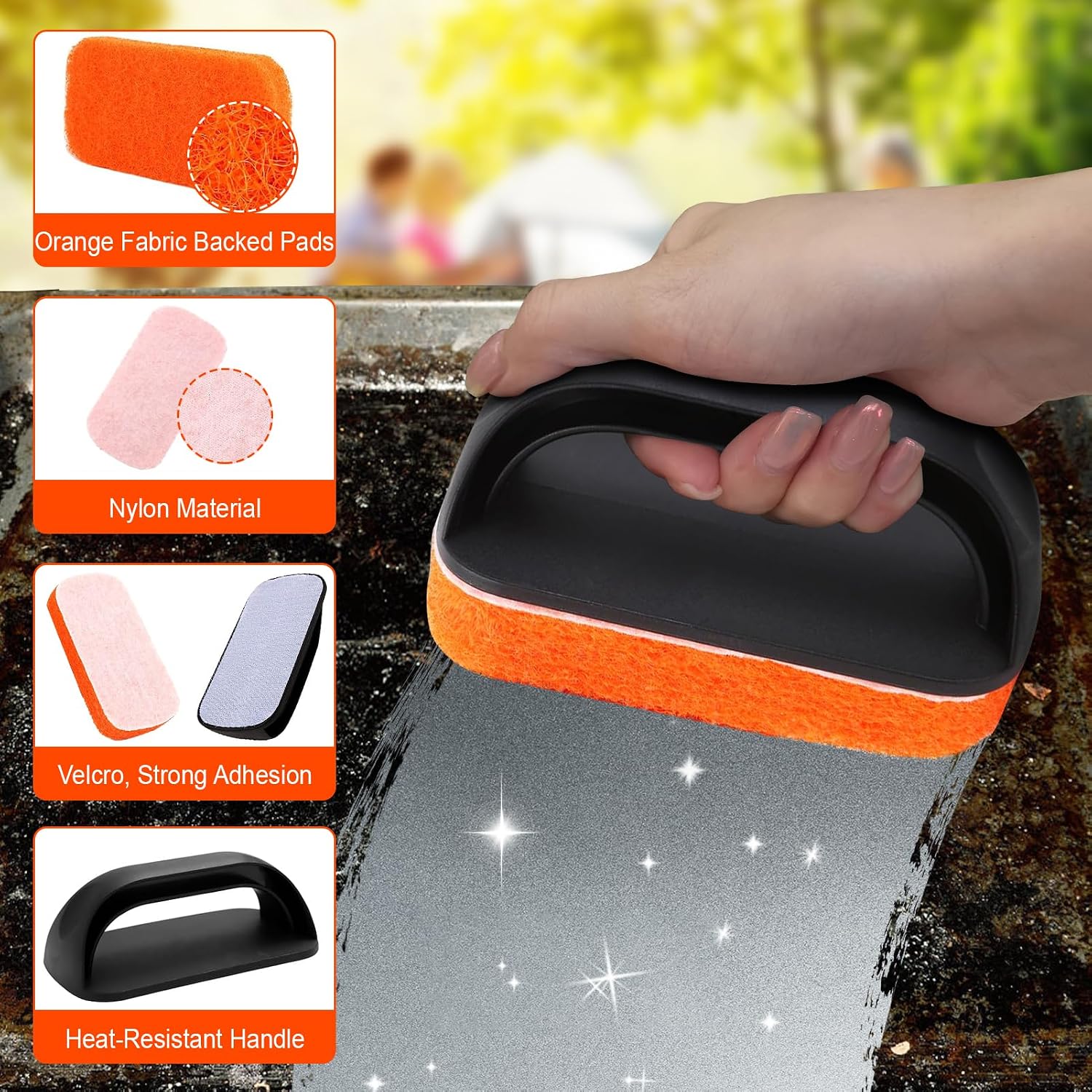 21 Pieces Griddle Cleaning Kit for Blackstone, Flat Top Grill Cleaning Accessories with Silicone Spatula Mat, Scraper, Grill Stone & Scouring Pads with Handle, Cleaning Gloves, Cleaning Towel