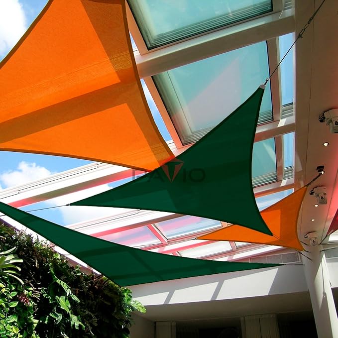 Patio Paradise 21' x 21' x 21' Sun Shade Sail Triangle Canopy Shade Cloth Fabric Sunlight Block Patio Pergola Cover HDPE Deck Awning for Outdoor Backyard Roof Shading, Green