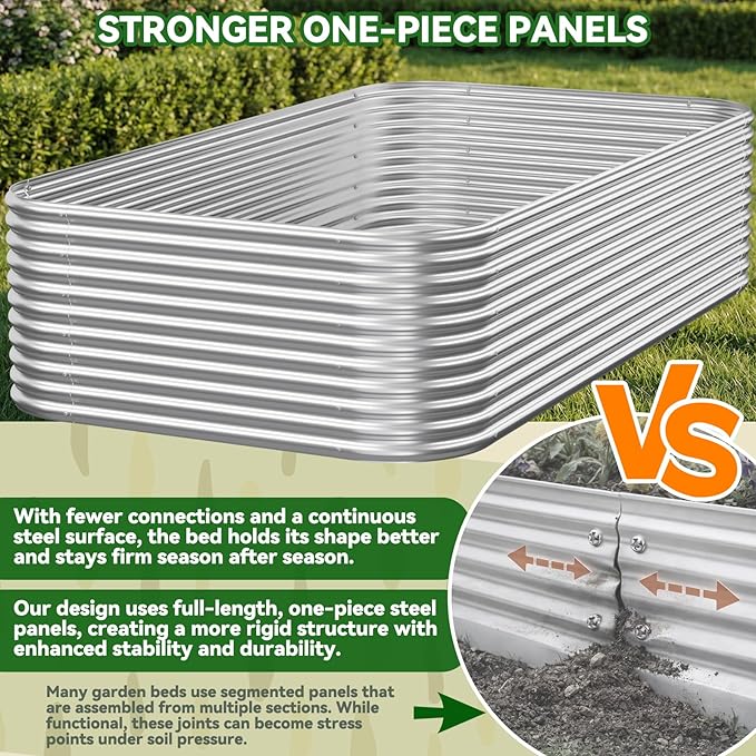 3 Pack Tall 4x2x1.5FT Raised Beds for Gardening, Corrugated Galvanized Steel Raised Garden Bed, Outdoor Metal Above Ground Garden Bed for Vegetables and Flowers