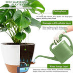 2 Pack 10 inch Plant Pots, Plastic Self Watering Planters with Drainage Holes, Deep Reservoir, Water Level Indicator, Modern Decorative Flower Pots for Indoor Outdoor Plants (White, 10 inch)