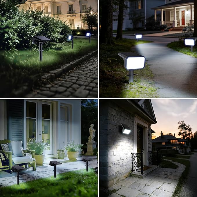 Fabrito Solar Spot Lights Outdoor 10 Pack, [108Leds, 4 Modes] Auto On/Off Spotlights, IP67 Waterproof Landscape Lights for Tree, Yard, Patio, Pool, Pathway, Driveway, Cool White