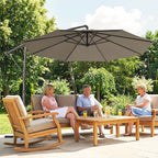 Outsunny 10 ft Offset Patio Umbrella with Cover, Round Hanging Cantilever Umbrella with 6-Position 360° Rotation, Crank Handle, Tilt, Cross Base, Heavy Duty Outdoor Umbrella for Garden