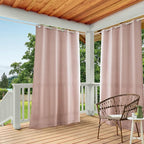 TOWN & COUNTRY BASICS Cabana Solid Heavyweight Indoor Outdoor Curtains, Light Filtering Opacity with Grommet Top, Water Repellent, 2-Pack Set, 54"x108", Blush