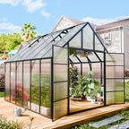 wacasa 12x10x10 ft polycarbonate greenhouse with aluminum frame, main product view