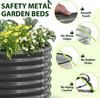 A ANLEOLIFE 2-Set 8X4X2 ft Galvanized Raised Garden Bed Kit, Oval Metal Deep Root Planters for Outdoor Plants, Quartz Grey