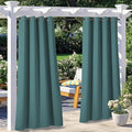 NICETOWN 2 Panels Outdoor Blackout Curtains for Patio Waterproof, Thermal Insulated Stainless Steel Rustproof Grommet Blackout Indoor Outdoor Curtains/Drapes for Arbor, Teal, W52 x L95