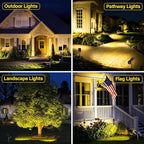 ROSHWEY Outdoor Solar Lights, 600LM Solar Garden Lights Waterproof Solar Spot Lights for Yard Backyard Patio Pond Garage (Warm White, 4Pack)