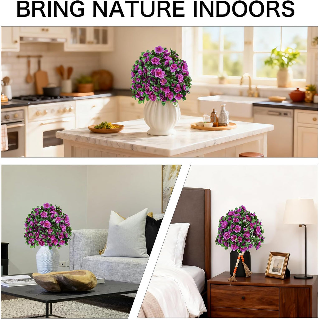 outdoor artificial flowers,faux shrubs topiary ball set of on a desk or shelf