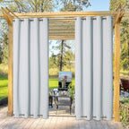 NICETOWN Outdoor Curtain Waterproof & Windproof, Energy Smart Thermal Insulated Grommets Room Darkening Deck Outdoor Curtain/Drape, Windproof for Winter Cold (1 Panel, W52 x L95, Greyish White)
