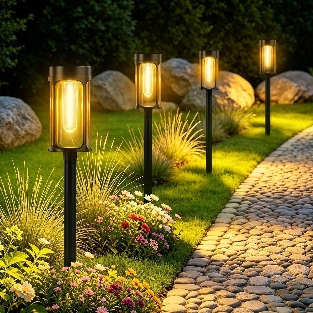 Solar Lights Outdoor, 8 Pack Waterproof IP65 Auto On/Off Solar Pathway Lights 3000K for Garden, Landscape, Path, Yard, Patio, Driveway,Walkway Decor, Landscape Lighting