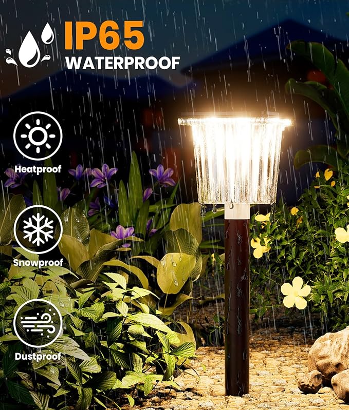 Super Bright Solar Outdoor Lights Waterproof Pathway Powered 4-Pack, Adjustable Warm&Cool White, Garden Decor Outside for Front Porch Yard/Patio/Walkway/Driveway/Lawn/Flowerbed/Landscape Lighting