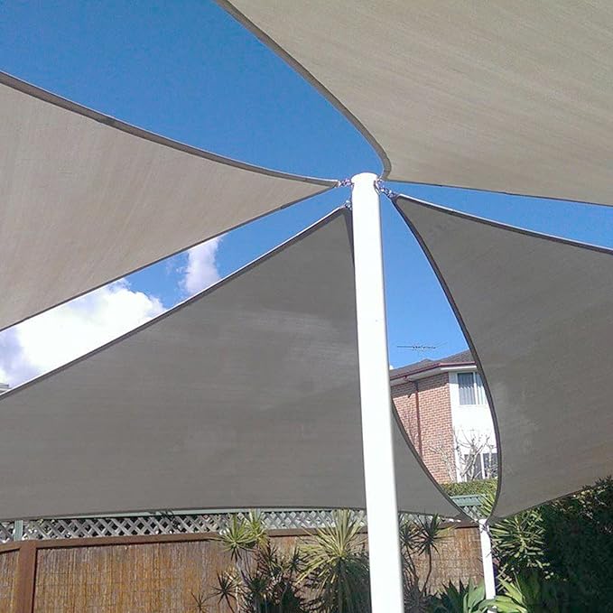 E&K Sunrise 10' x 10' x 10' Sun Shade Sail Triangle Canopy Shade Cover UV Block for Patio Backyard Garden Outdoor (Light Gray)