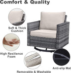 Belord Wicker Chairs Outdoor Bistro Set Oversize Patio Swivel Rocker, Rattan Outdoor Seating Set of 2 Swivel Glider Chairs Wicker Furniture for Porch Deck Backyard with Water-Resistant