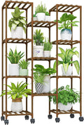 bamworld plant stand with wheels indoor outdoor wood, main product view