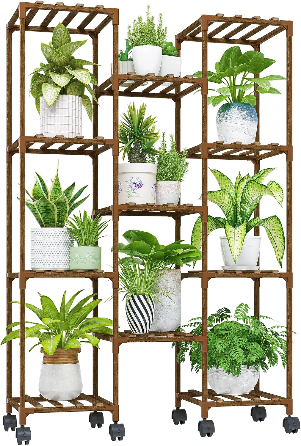 bamworld plant stand with wheels indoor outdoor wood, main product view