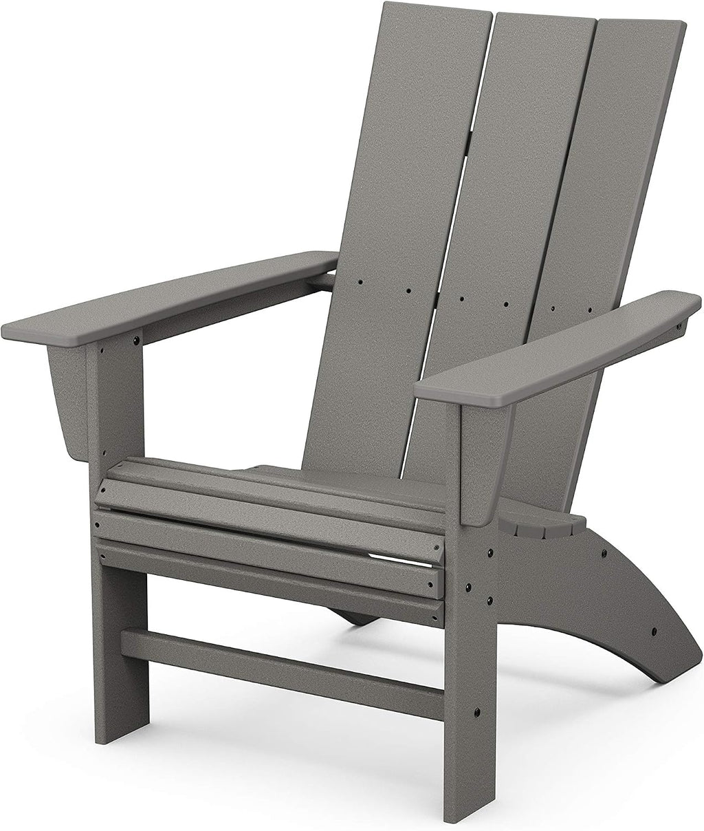 POLYWOOD Modern Curveback Adirondack Chair, HDPE Outdoor Patio Furniture, Fade-Proof All-Weather Deck Garden Fire Pit Chair, Red
