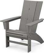 POLYWOOD Modern Curveback Adirondack Chair, HDPE Outdoor Patio Furniture, Fade-Proof All-Weather Deck Garden Fire Pit Chair, Red