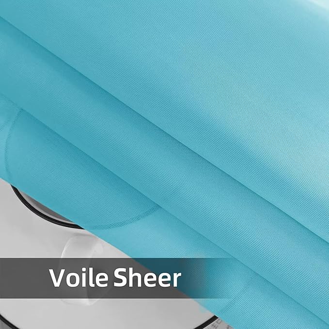 SpaceDresser Waterproof Outdoor Sheer Curtains for Patio - 2 Panels Rod Pocket Indoor Voile Sheer Curtain for Living Room,100W x 84L inch, Aqua