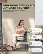 Outdoor Dining Chairs Set of 2, HDPS + Aluminum Patio Dining Chairs with Ergonomic Design and Wide Seat, 2 Piece Outdoor Chairs for Garden, Backyard, Deck (Charcoal)