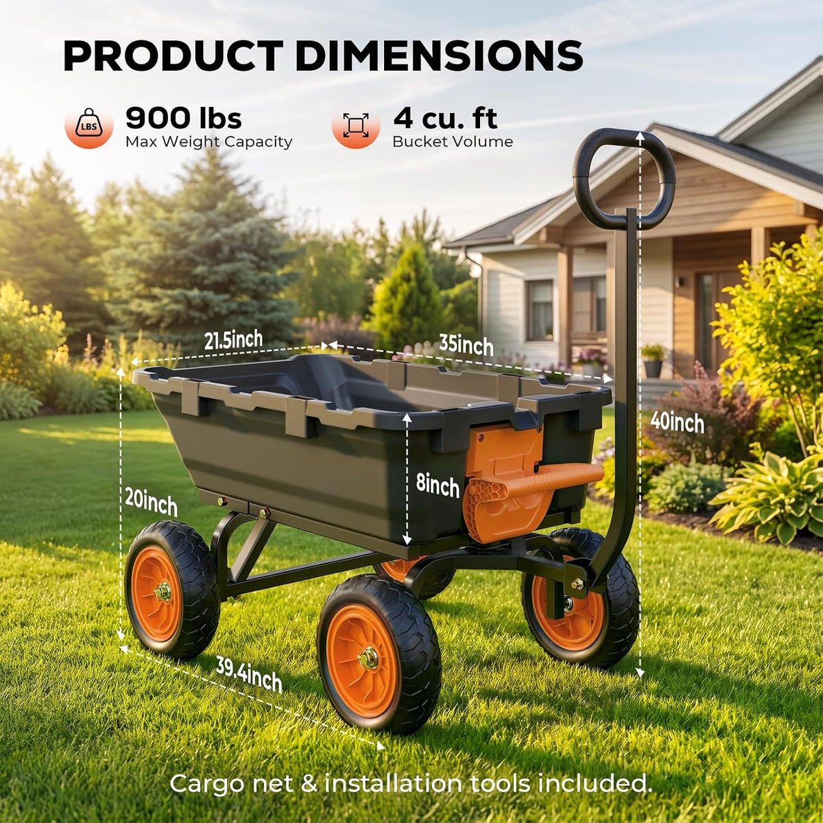 etoolab dump garden cart 900lb capacity with 10-inch, view 9