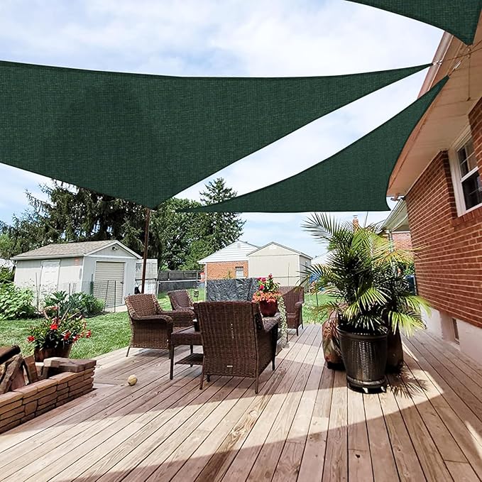 Patio Paradise 12' x 12' x 11'10" Sun Shade Sail Triangle Canopy, Permeable Shade Cloth Fabric Sunlight Block Patio Cover HDPE Deck Awning for Outdoor Backyard Pergolas Roof Shading, Green