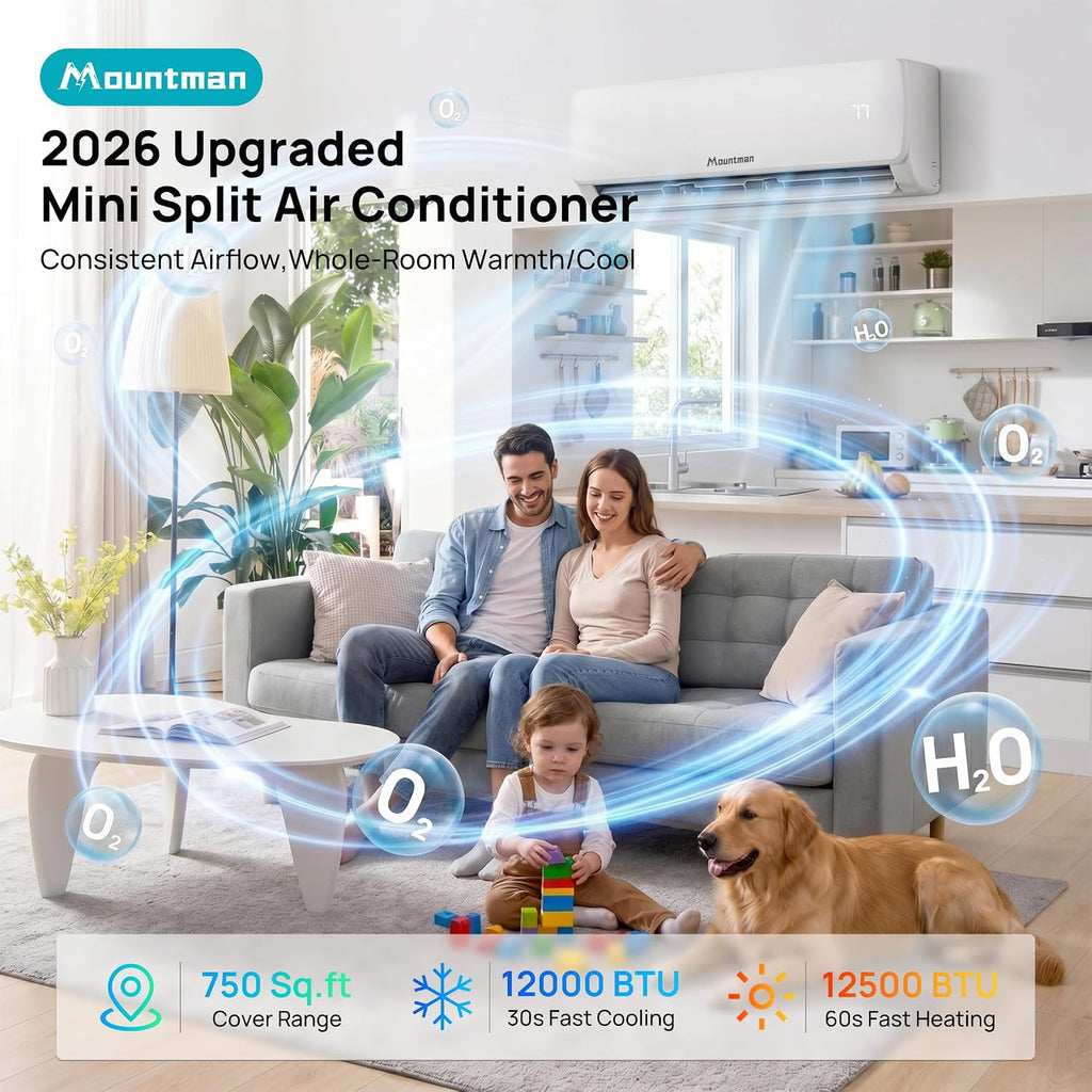 mountman 12000btu mini split ac/heating system with wifi shown in use