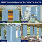 PureFit Outdoor Curtains for Patio Waterproof Weatherproof, UV Resistant Outside Curtains for Gazebo, Front Porch, Pergola, Sun Blocking Privacy Curtain, 52W x 95L inch, 1 Panel, Sky Blue