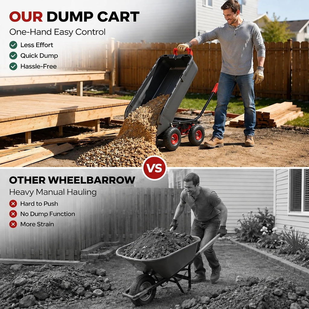autodaya garden dump cart wagon 1000 lbs, heavy, close-up detail