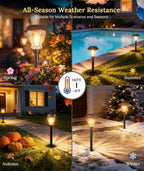 XMCOSY+ Solar Pathway Lights Outdoor, 8 Pack Warm White Solar Garden Lights | Crackled Glass & Metal, IP65 Waterproof, Auto On/Off Soft 2700K LED Edison, Landscape Lights for Yard Walkway Driveway Path