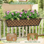SPECILITE 30" Window Boxes Planters, Heavy Duty Metal Railing Planter Boxes, Adjustable Balcony Planters for Railing Hanging, with Coco Liner & Tool Set for Deck, Porch, and Patio Gardening (2 Pack)