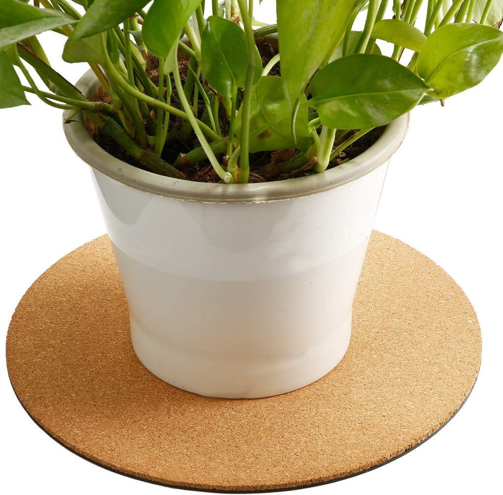 6 Pieces 6/8/10 Inch Cork Plant Pad 3 Sizes Cork Plant Mat Plastic Round Plate Coasters for Garden, Courtyard, Pot, Indoor Outdoor and DIY Craft Project