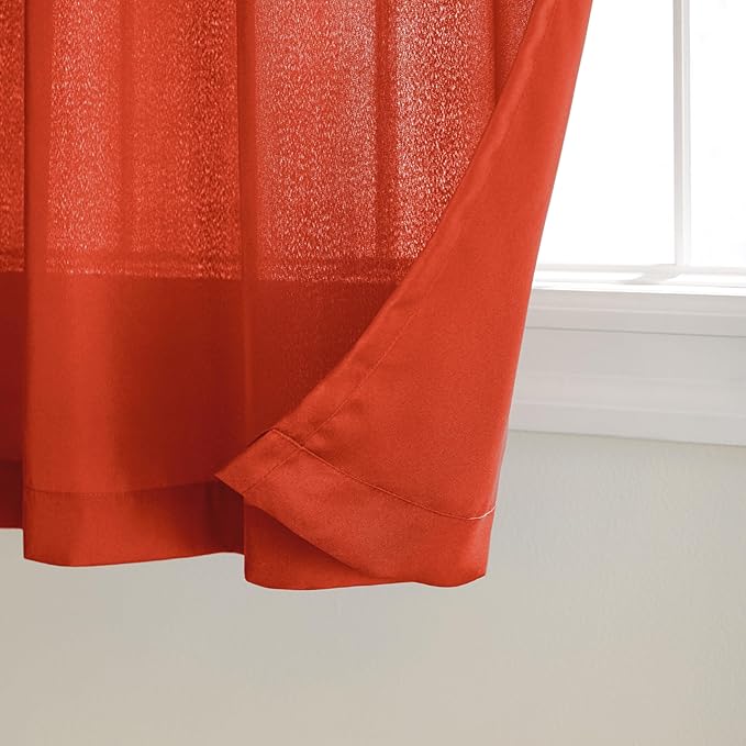 TOWN & COUNTRY BASICS Cabana Solid Heavyweight Indoor Outdoor Curtains, Light Filtering Opacity with Grommet Top, Water Repellent, 2-Pack Set, 54"x120", Mecca Orange
