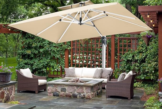 ABCCANOPY Patio Umbrella Cantilever Double Top Outdoor Offset Umbrella with 360° Rotation