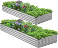 2PCS 12x3x1ft Galvanized Raised Garden Bed Kit,Metal Planter Box for Vegetables,Flowers,Herbs Durable Rust-Resistant Patio Gardening Beds,Silver