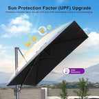 PURPLE LEAF Patio Umbrella 9' X 9' Rectangle Cantilever Umbrella Large Aluminum Outdoor Umbrellas with 360-degree Rotation & UPF40+ Premium Fabric for Deck Pool Garden Yard, Graphite Grey