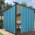 HolidayIdeas Extra Wide Outdoor Curtains for Patio Waterproof, 2 Panels - 110 x 84 Inch - Privacy & Light Filtering Curtains Grommet Outside Curtains for Porch, Gazebo, Pergola, Backyard (Teal